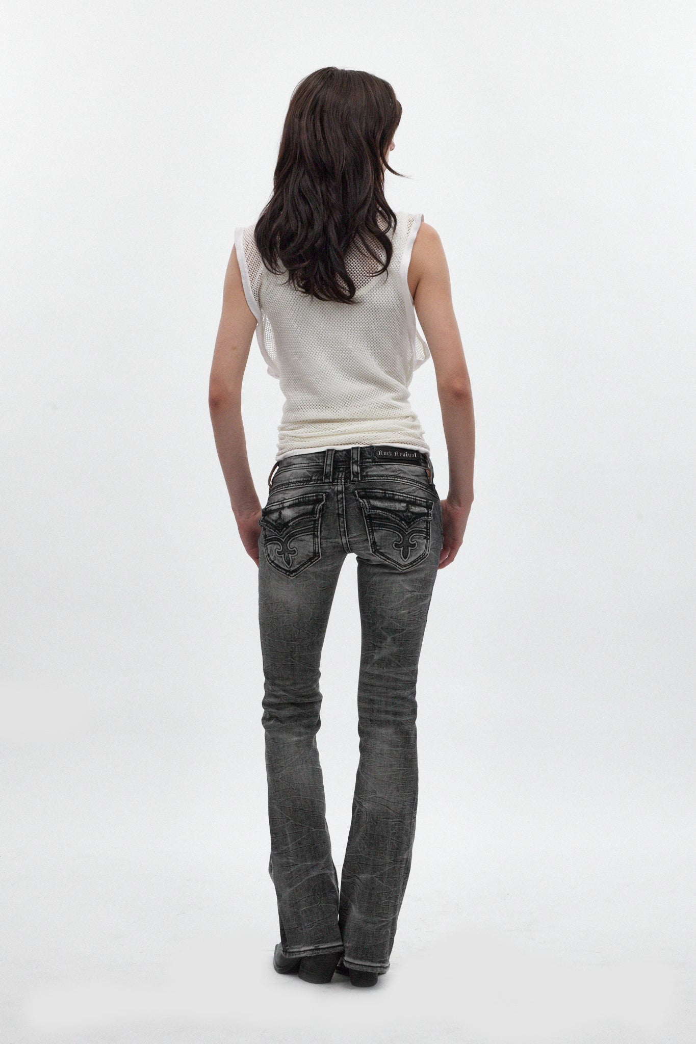 Gwen Super Low-Rise Bootcut in Black Dusk Fade - Rock Revival®