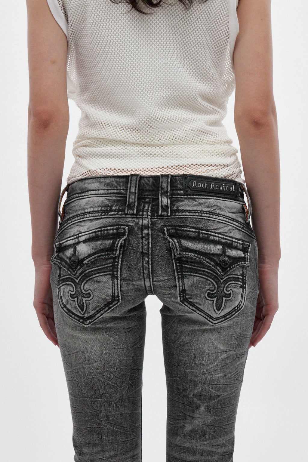 Gwen Super Low-Rise Bootcut in Black Dusk Fade - Rock Revival®