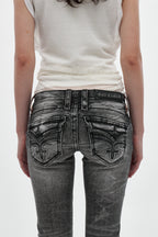 Gwen Super Low-Rise Bootcut in Black Dusk Fade - Rock Revival®