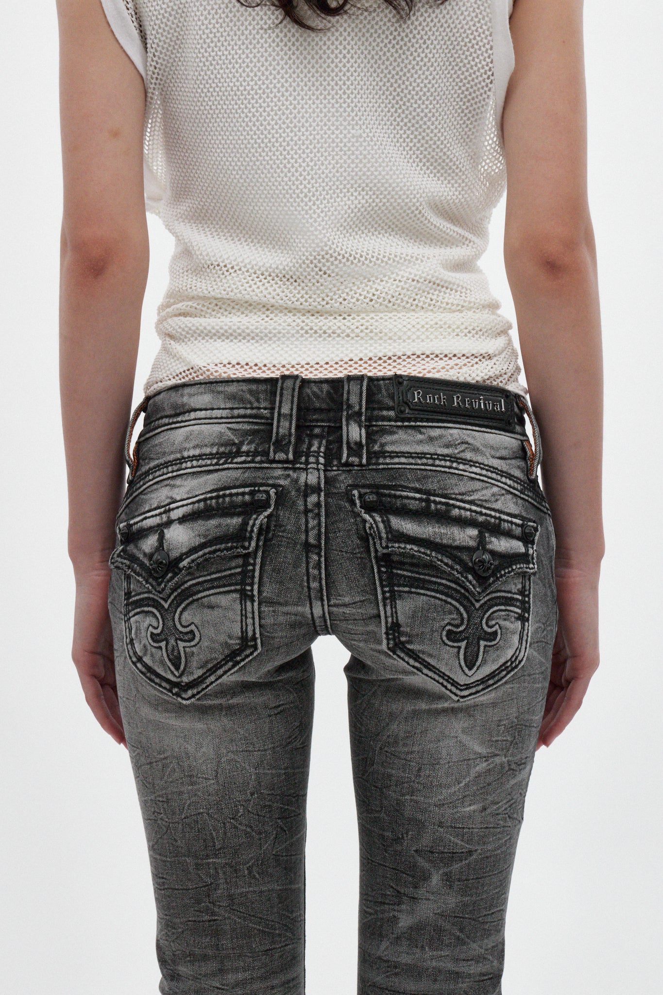 Gwen Super Low-Rise Bootcut in Black Dusk Fade - Rock Revival®