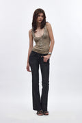 Gwen Super Low-Rise Bootcut in Black Fade Coated - Rock Revival®