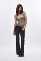 Gwen Super Low-Rise Bootcut in Black Fade Coated - Rock Revival®