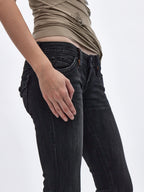 Gwen Super Low-Rise Bootcut in Black Fade Coated - Rock Revival®