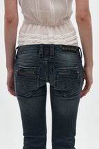 Heather Super Low-Rise Rocker Bootcut Jeans in Midnight Blue - Rock Revival®
