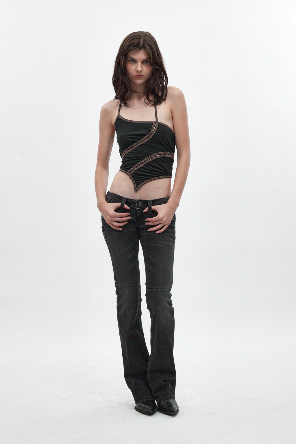 Heather Super Low-Rise Rocker Bootcut Jeans in Black Shadow - Rock Revival®