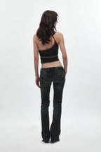 Heather Super Low-Rise Rocker Bootcut Jeans in Black Shadow - Rock Revival®