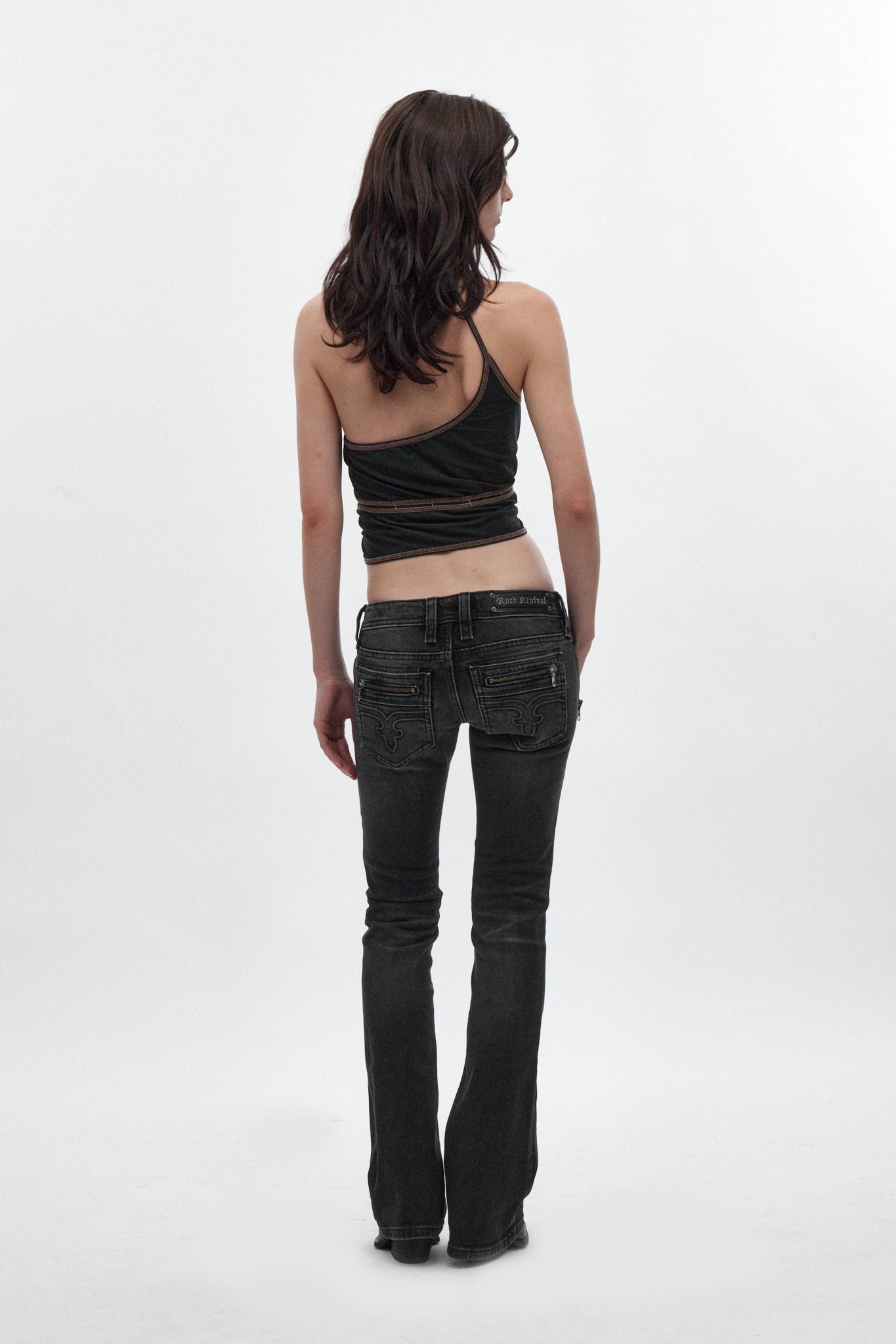 Heather Super Low-Rise Rocker Bootcut Jeans in Black Shadow - Rock Revival®