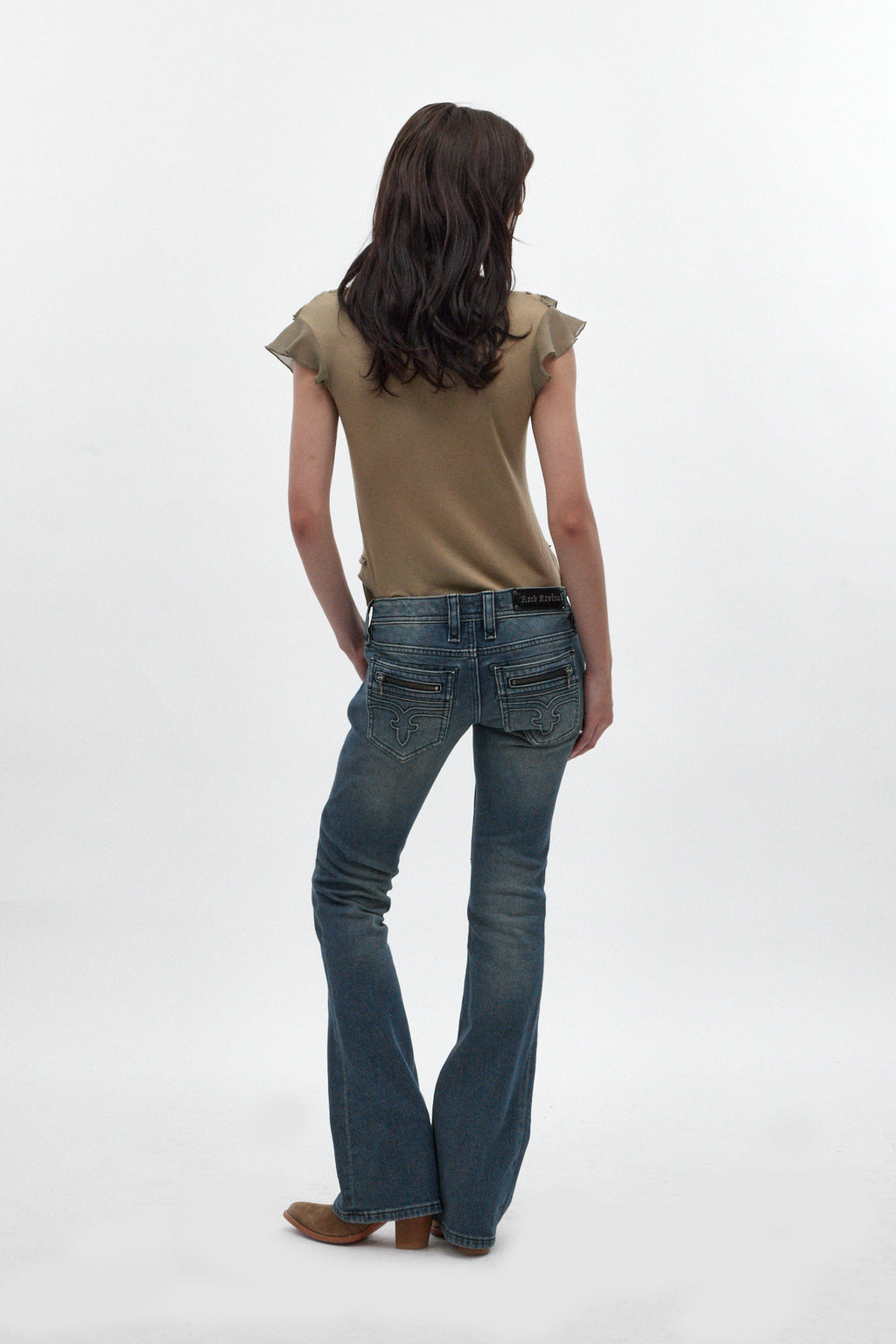 Heather Super Low-Rise Rocker Bootcut Jeans in Medium Blue - Rock Revival®