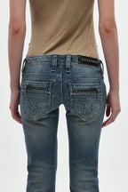 Heather Super Low-Rise Rocker Bootcut Jeans in Medium Blue - Rock Revival®