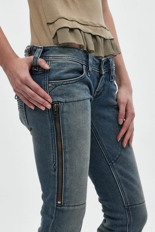 Heather Super Low-Rise Rocker Bootcut Jeans in Medium Blue - Rock Revival®