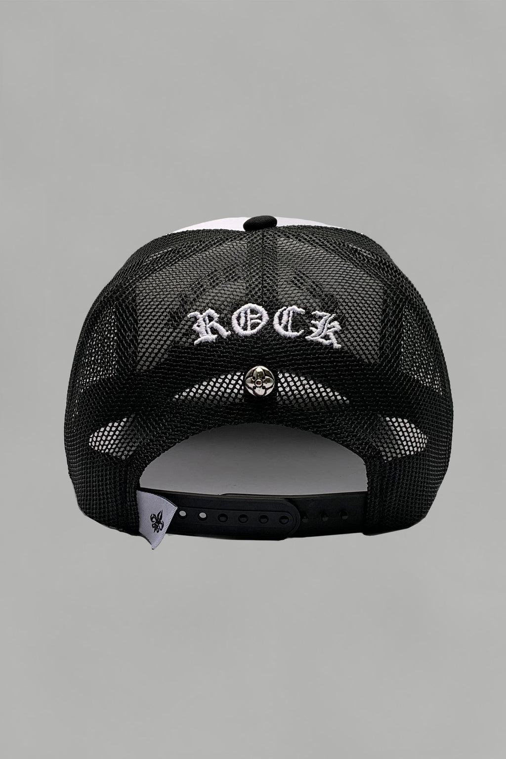 Rock Revival® Logo Snapback Trucker Hat in White / Black