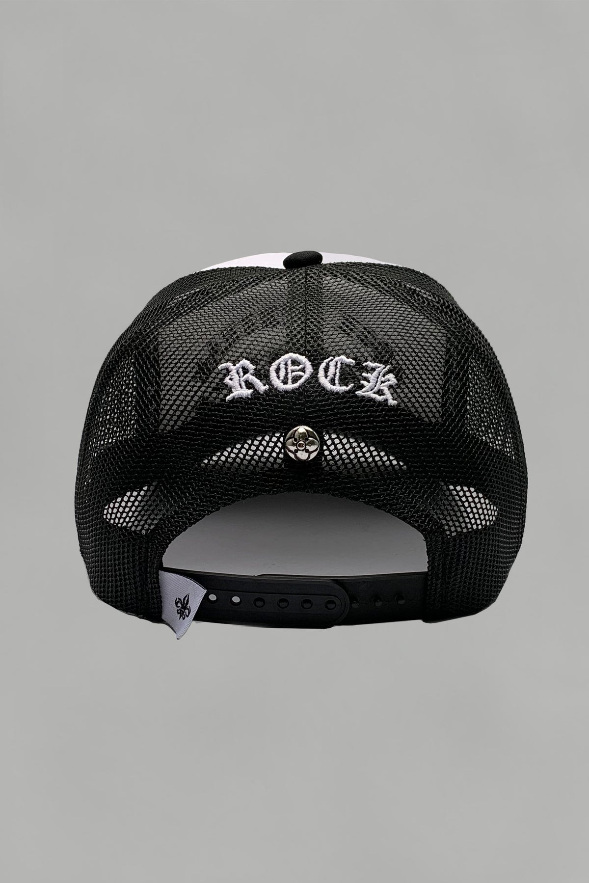Rock Revival® Logo Snapback Trucker Hat in White / Black
