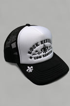 Rock Revival® Logo Snapback Trucker Hat in White / Black