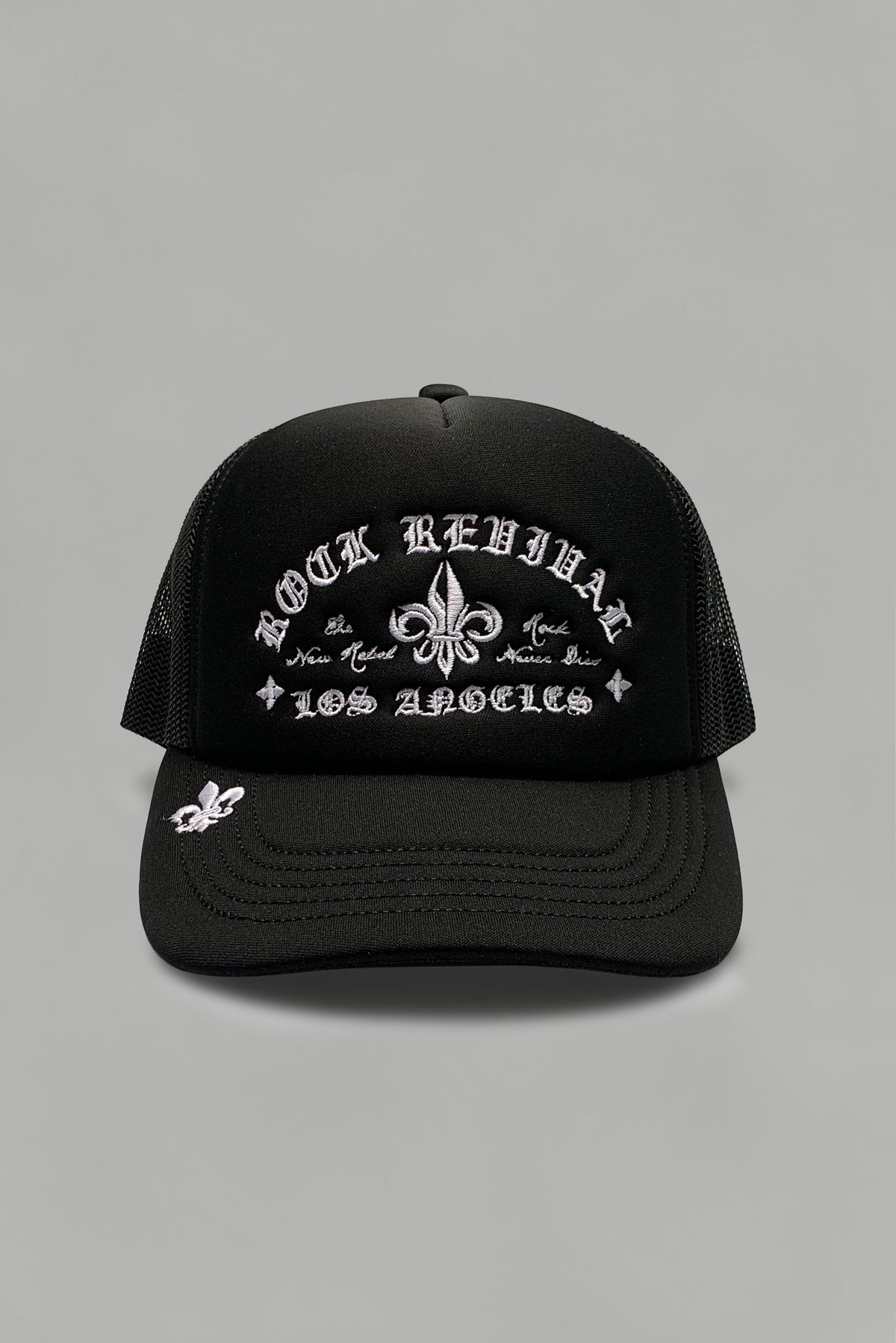 Rock Revival® Logo Snapback Trucker Hat in Black