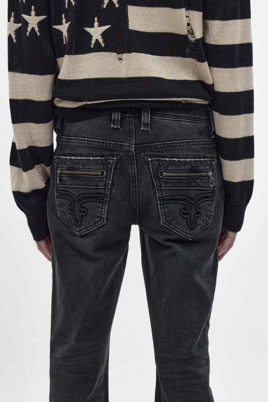 Huey Slim Straight Jeans in Charcoal Black - Rock Revival®