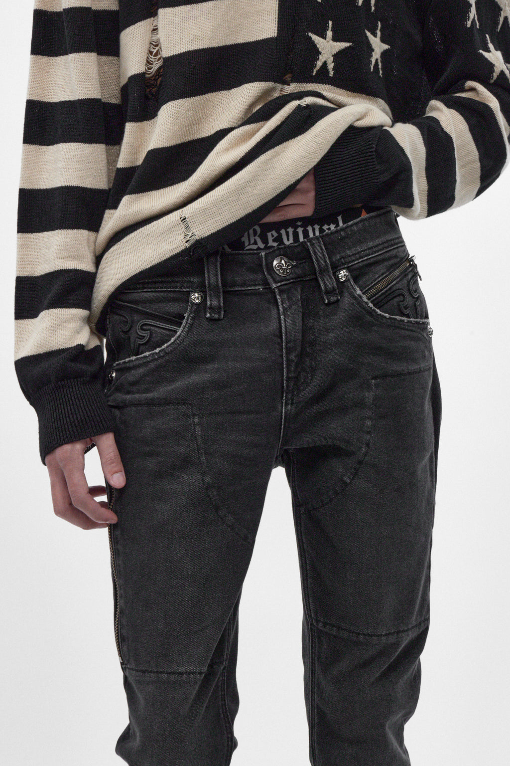 Huey Slim Straight Jeans in Charcoal Black - Rock Revival®