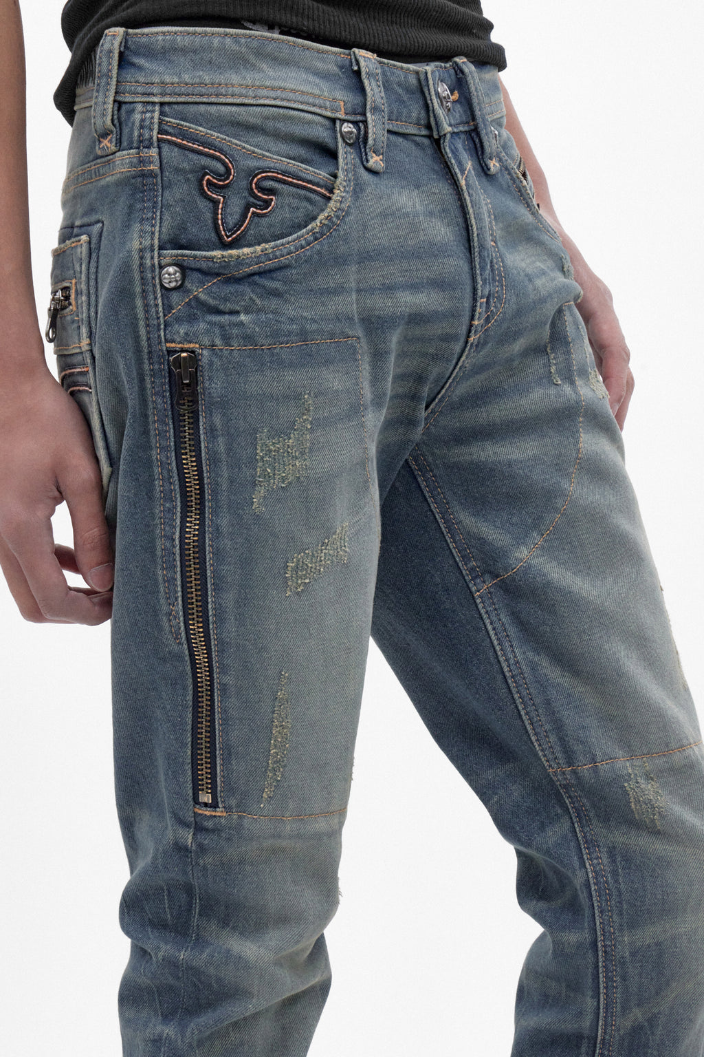 Huey Slim Straight Jeans in Vintage Blue - Rock Revival®