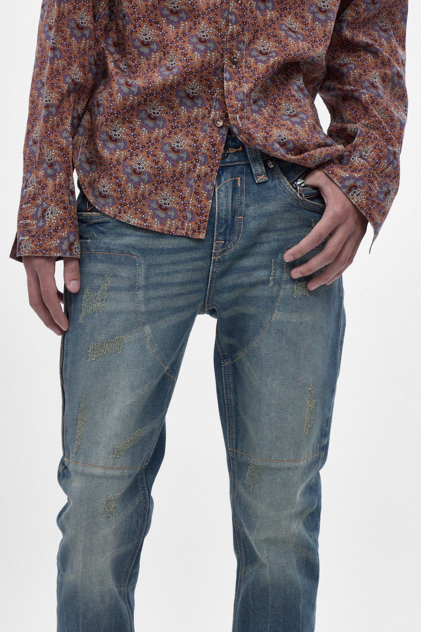Huey Slim Straight Jeans in Vintage Blue - Rock Revival®