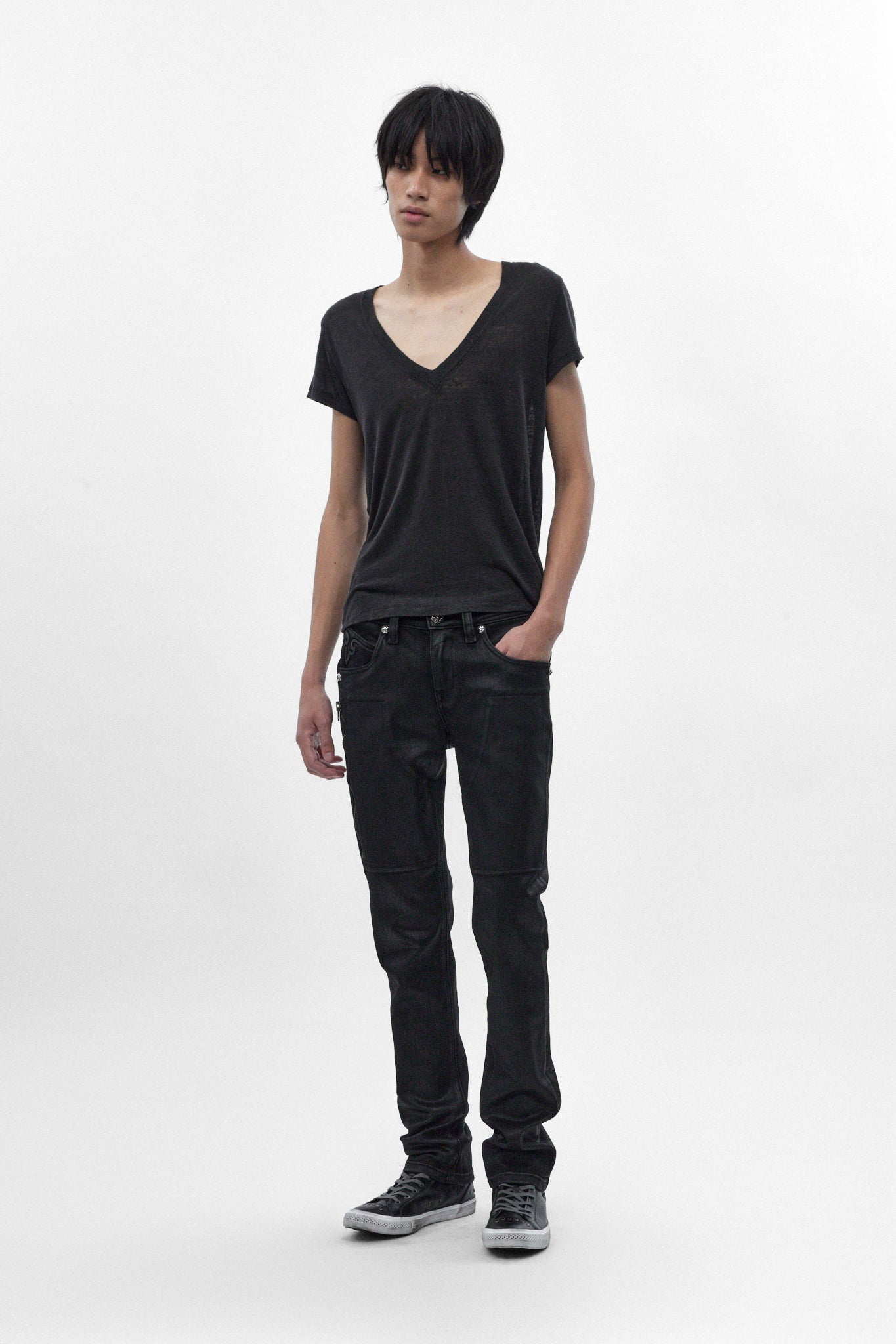 Huey Slim Straight Jeans in Black Coating - Rock Revival®