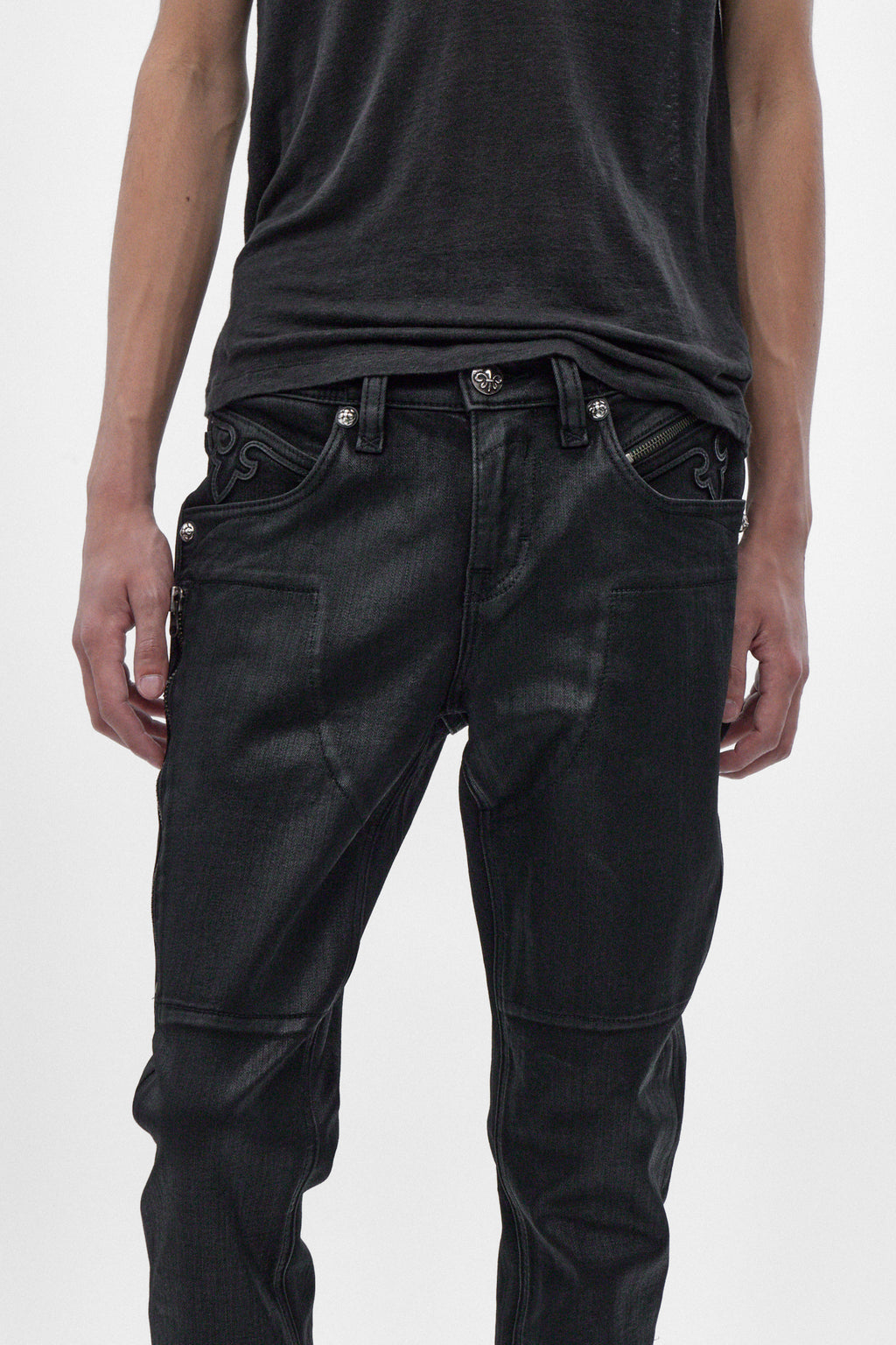 Huey Slim Straight Jeans in Black Coating - Rock Revival®