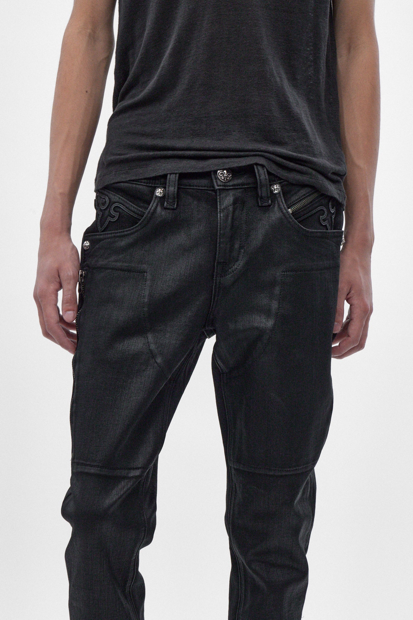 Huey Slim Straight Jeans in Black Coating - Rock Revival®