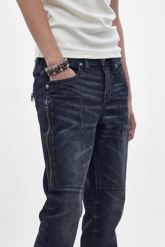 Huey Slim Straight Jeans in Dark Blue - Rock Revival®