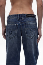 Isa Low-Rise Relaxed Straight Jeans in Medium Blue