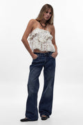 Isa Low-Rise Relaxed Straight Jeans in Medium Blue