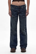 Isa Low-Rise Relaxed Straight Jeans in Dark Vintage Blue