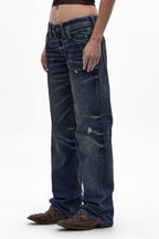 Isa Low-Rise Relaxed Straight Jeans in Dark Vintage Blue