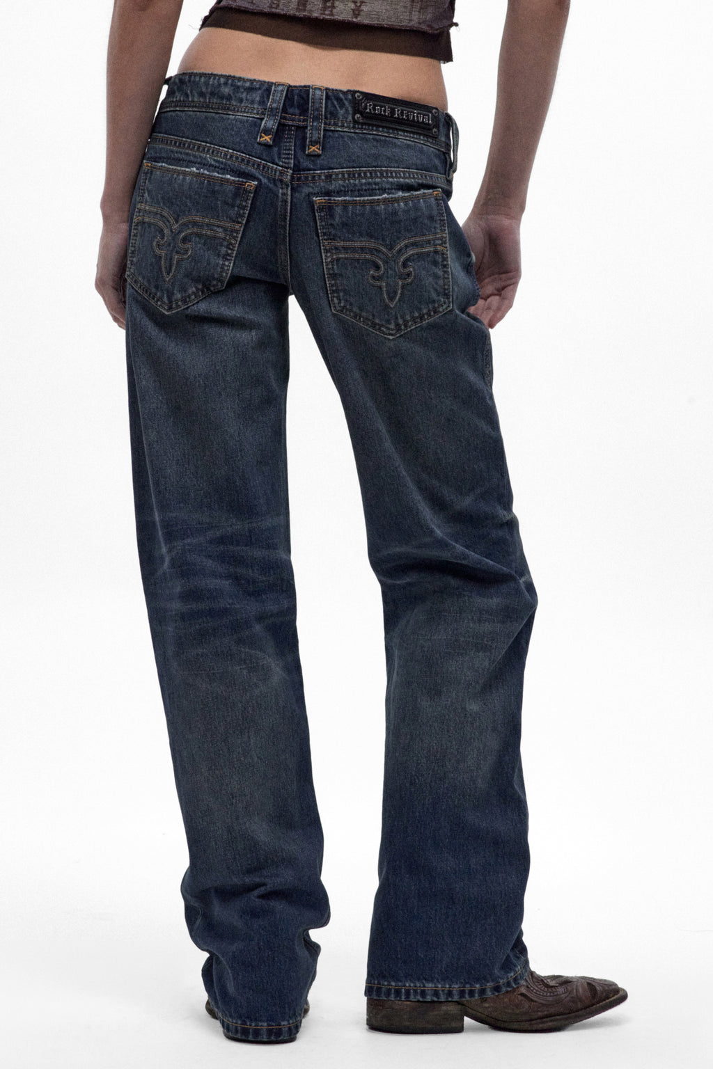 Isa Low-Rise Relaxed Straight Jeans in Dark Vintage Blue