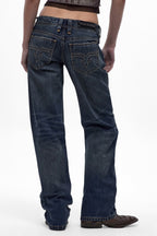 Isa Low-Rise Relaxed Straight Jeans in Dark Vintage Blue