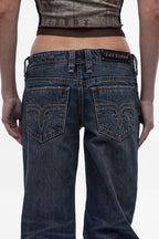 Isa Low-Rise Relaxed Straight Jeans in Dark Vintage Blue