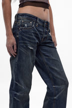 Isa Low-Rise Relaxed Straight Jeans in Dark Vintage Blue