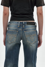 Isa Low-Rise Relaxed Straight Jeans in Vintage Blue