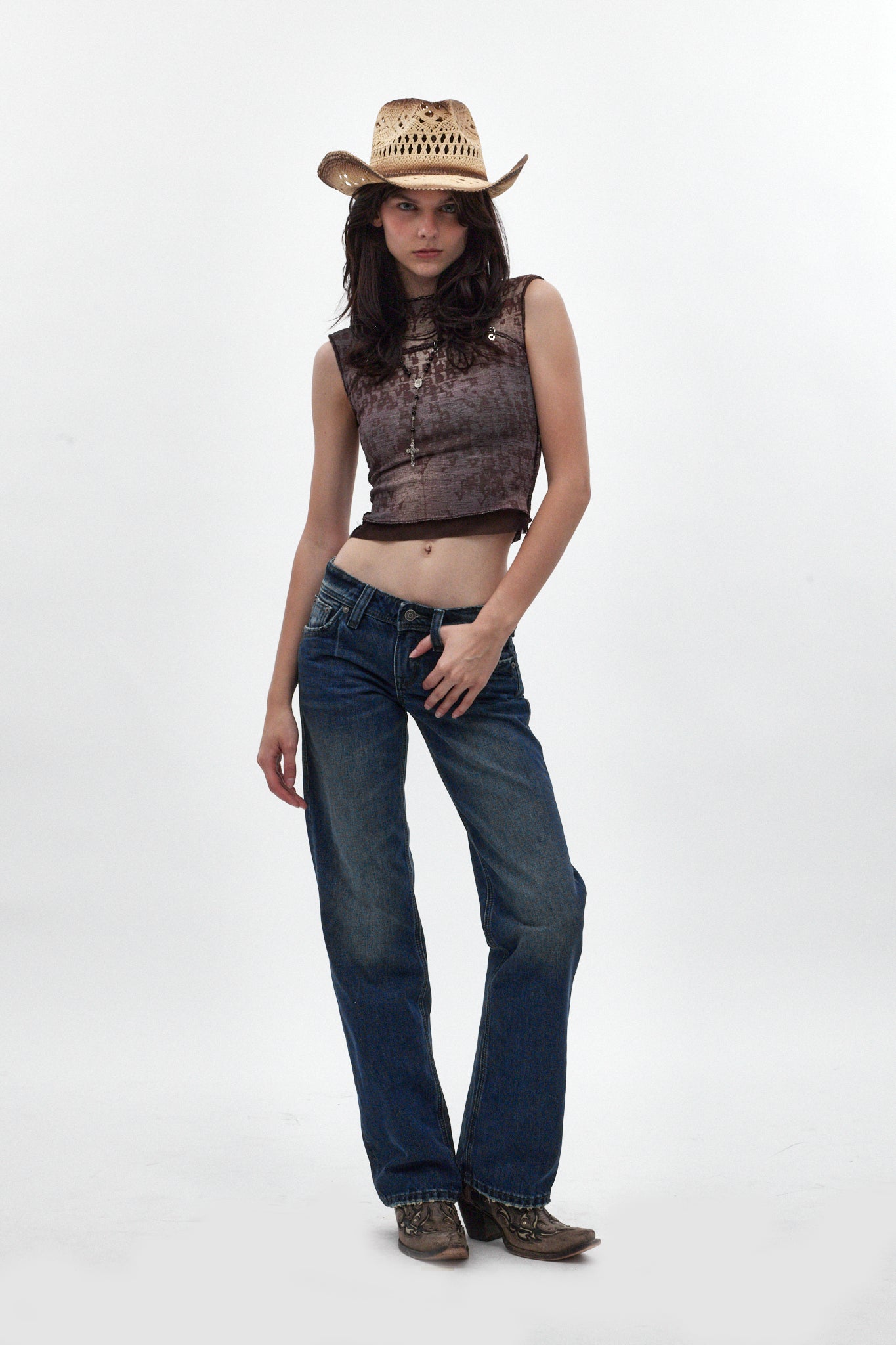 Isa Low-Rise Baggy Jeans in Medium Blue - Rock Revival®