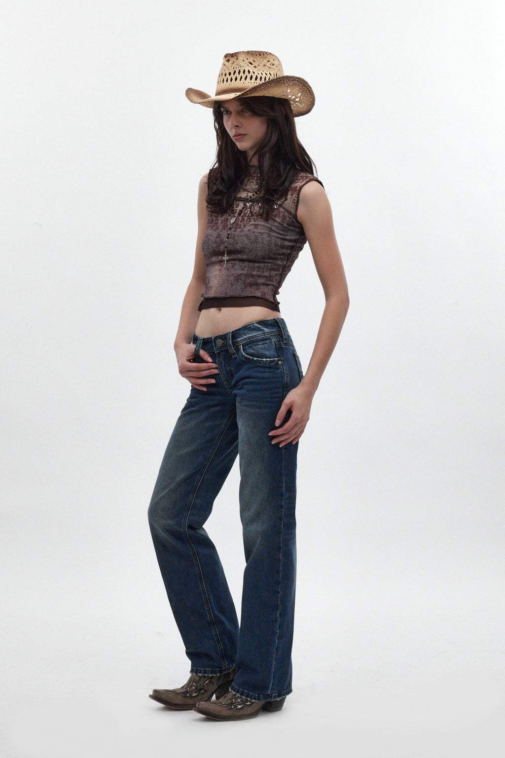 Isa Low-Rise Baggy Jeans in Medium Blue - Rock Revival®