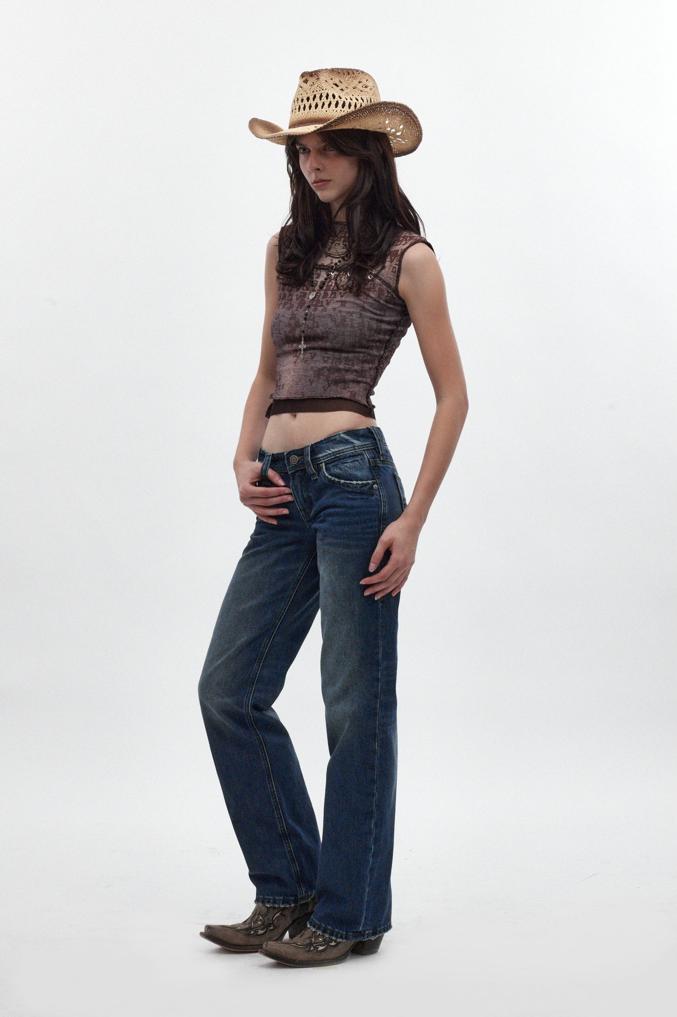 Isa Low-Rise Baggy Jeans in Medium Blue - Rock Revival®