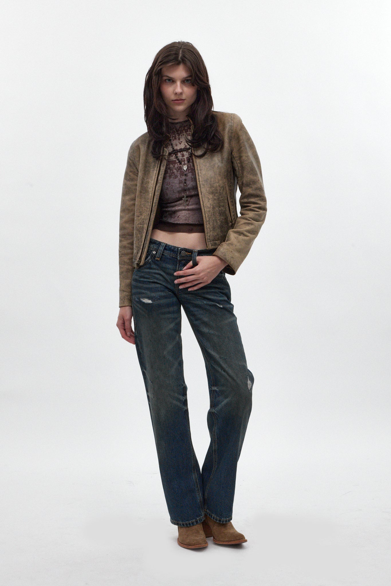 Isa Low-Rise Baggy Jeans in Dark Vintage Blue - Rock Revival®