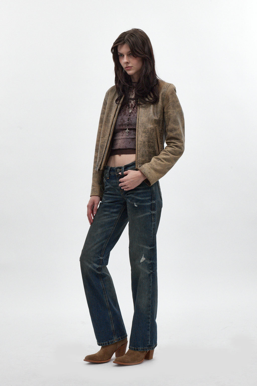 Isa Low-Rise Baggy Jeans in Dark Vintage Blue - Rock Revival®