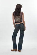 Isa Low-Rise Baggy Jeans in Dark Vintage Blue - Rock Revival®