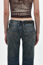 Isa Low-Rise Relaxed Straight Jeans in Dark Vintage Blue