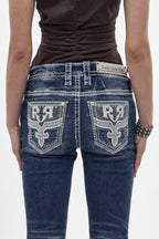Issy (B200L) Mid-Rise Bootcut Jeans in Dark Blue (5/30/26-DESC) - Rock Revival®