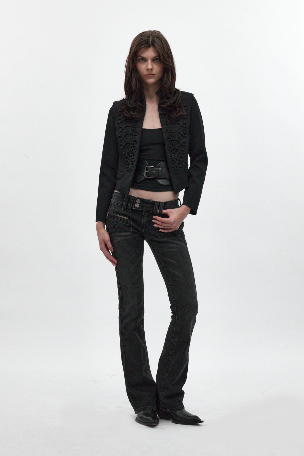 Elaina Low-Rise Bootcut in Black Wash - Rock Revival®