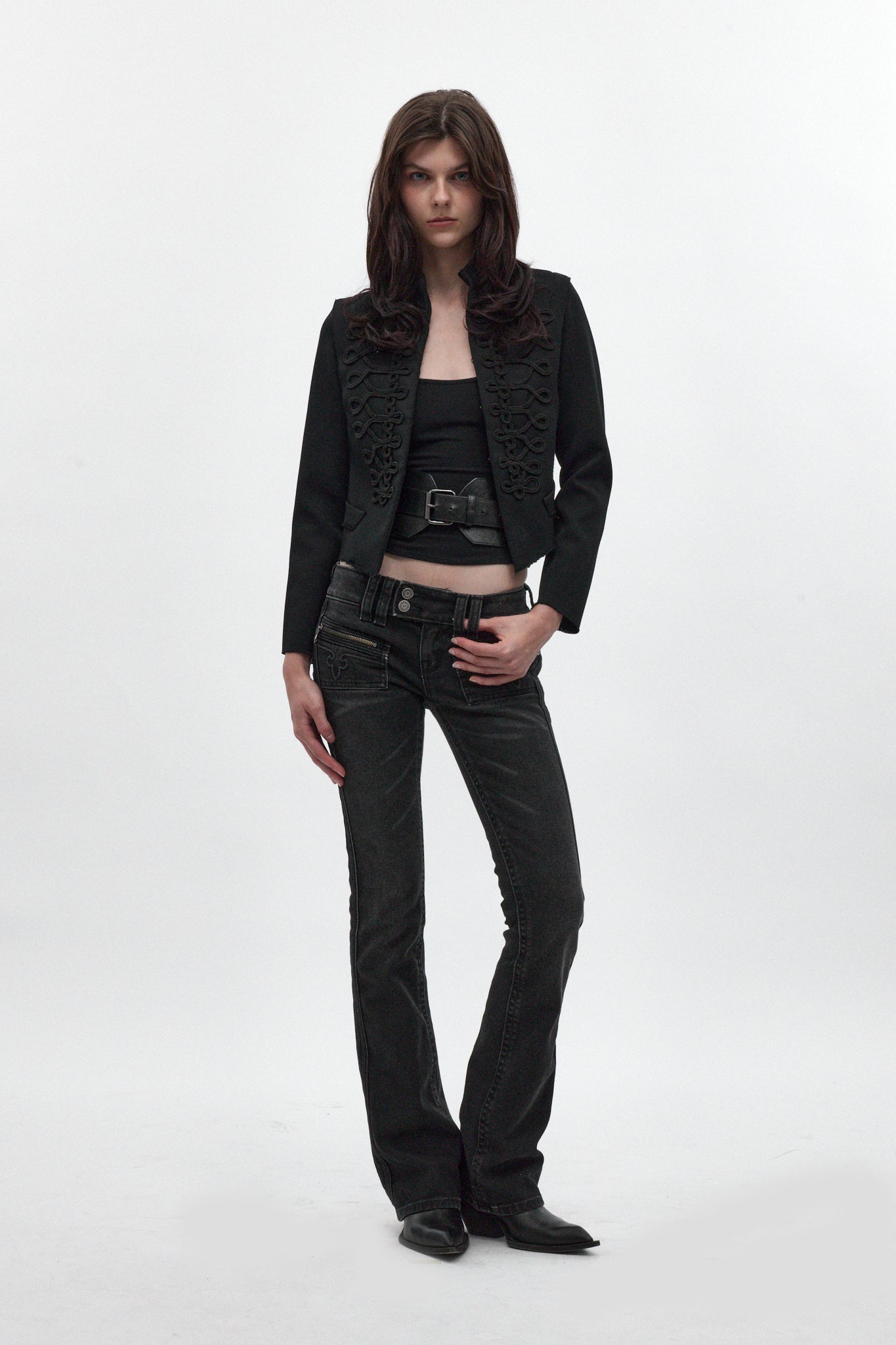 Elaina Low-Rise Bootcut in Black Wash - Rock Revival®