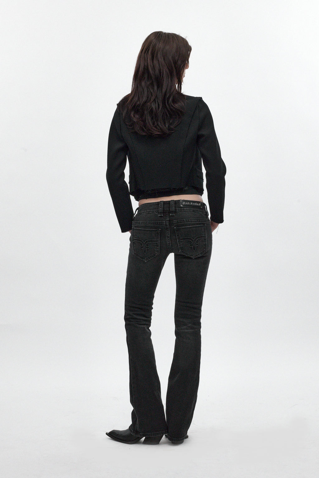 Elaina Low-Rise Bootcut in Black Wash - Rock Revival®
