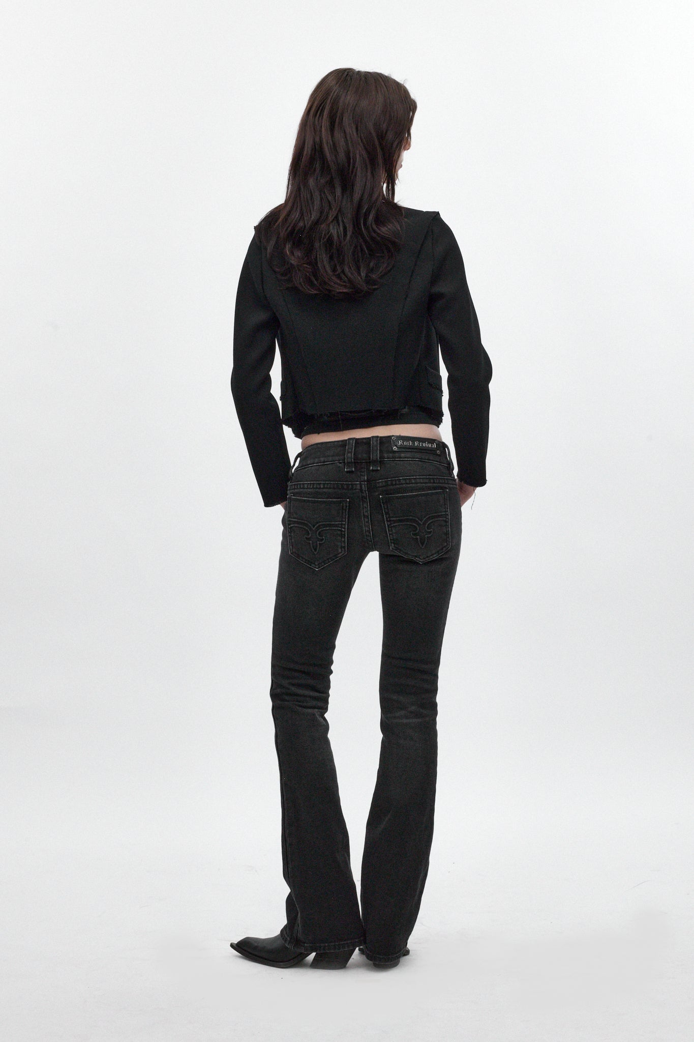 Elaina Low-Rise Bootcut in Black Wash - Rock Revival®