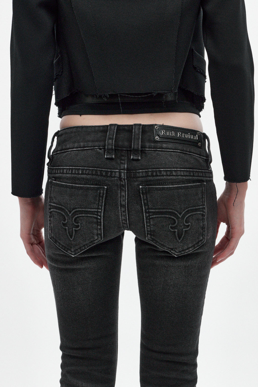 Elaina Low-Rise Bootcut in Black Wash - Rock Revival®