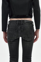 Elaina Low-Rise Bootcut in Black Wash - Rock Revival®