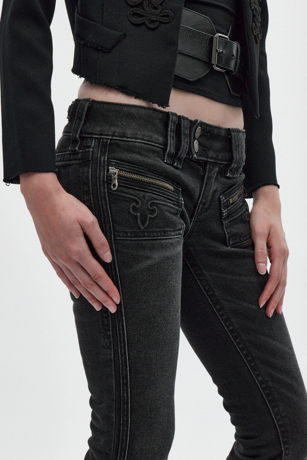 Elaina Low-Rise Bootcut in Black Wash - Rock Revival®